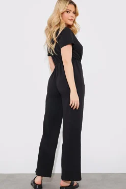Short Sleeve Wrap Wide Leg Jumpsuit|In The Style New