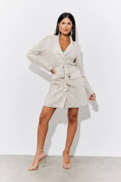 Sequin Belted Blazer Dress|In the Style New