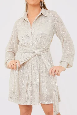 Sequin Tie Drape Dress|In the Style Sale