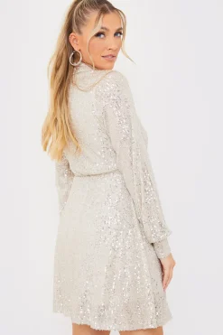 Sequin Tie Drape Dress|In the Style Sale