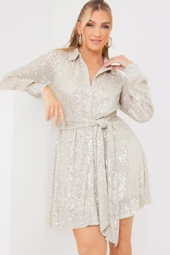 Sequin Tie Drape Dress|In the Style Sale