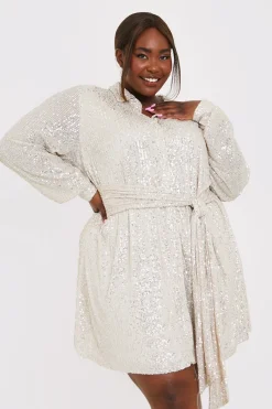 Sequin Tie Drape Dress|In the Style Sale