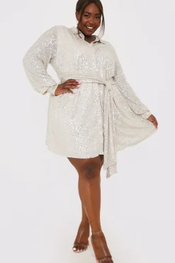 Sequin Tie Drape Dress|In the Style Sale