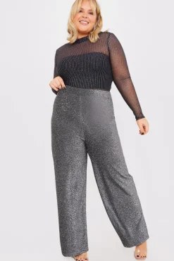 Sparkle Jersey Wide Leg Trousers|In the Style Outlet