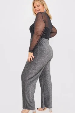 Sparkle Jersey Wide Leg Trousers|In the Style Outlet
