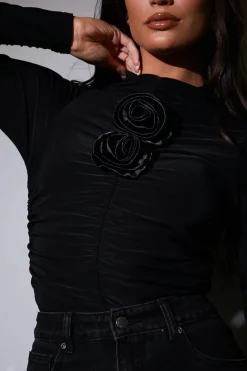 Slinky Detachable Corsage Ruched Bodysuit|In the Style Online