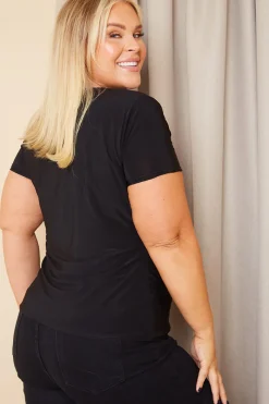 Slinky Twist Front Short Sleeve Top|In The Style