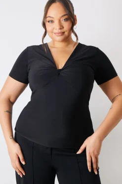 Slinky Twist Front Short Sleeve Top|In The Style