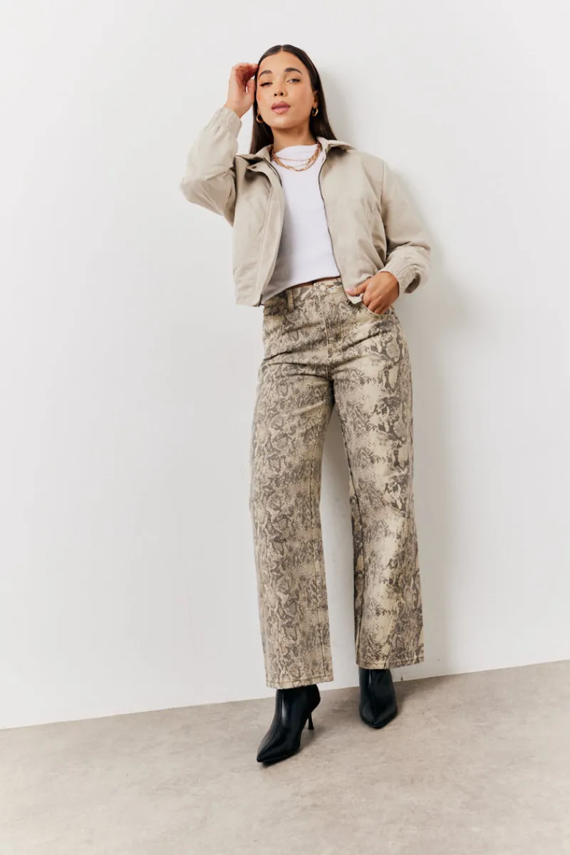 Snake Print Straight Leg Jeans|In The Style Best