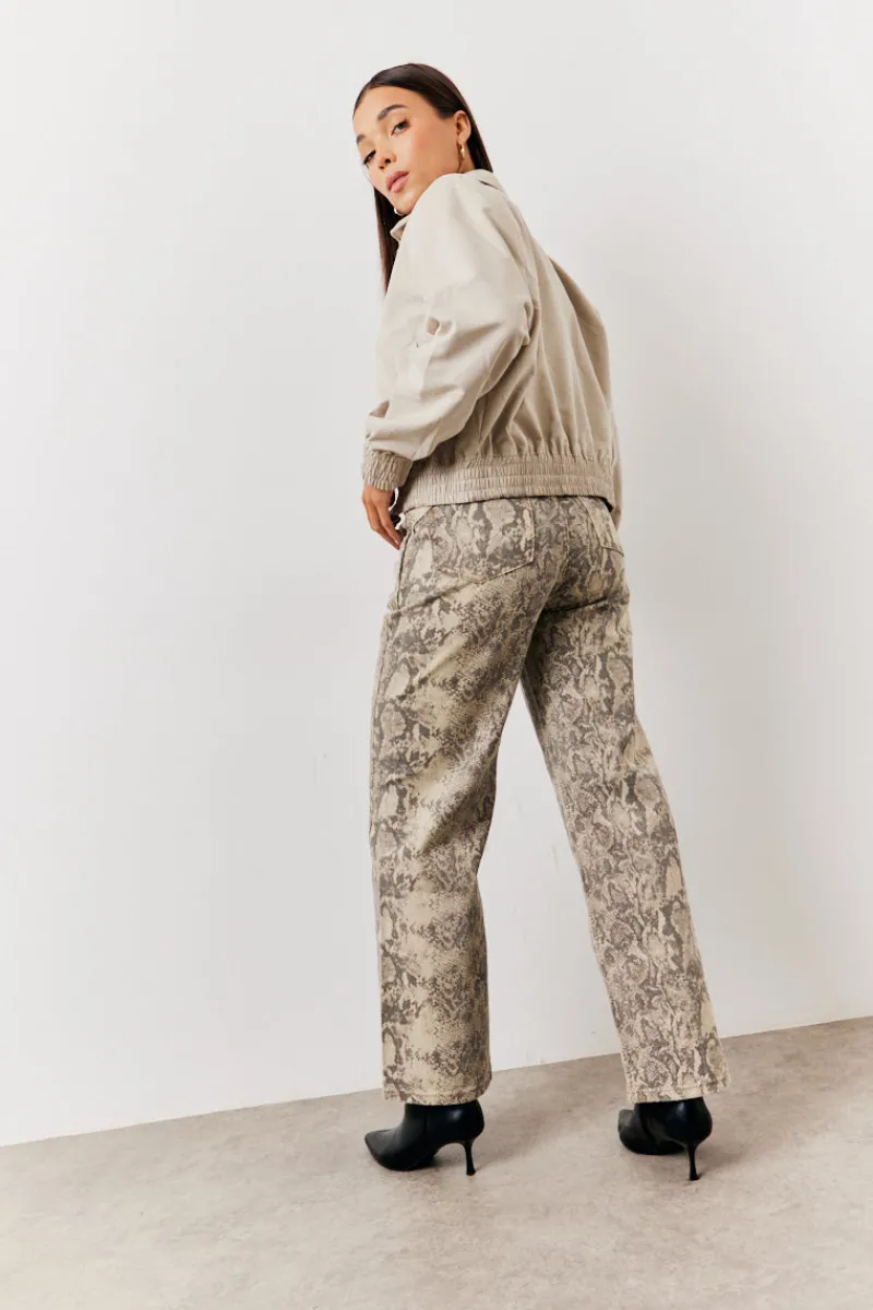Snake Print Straight Leg Jeans|In The Style Best