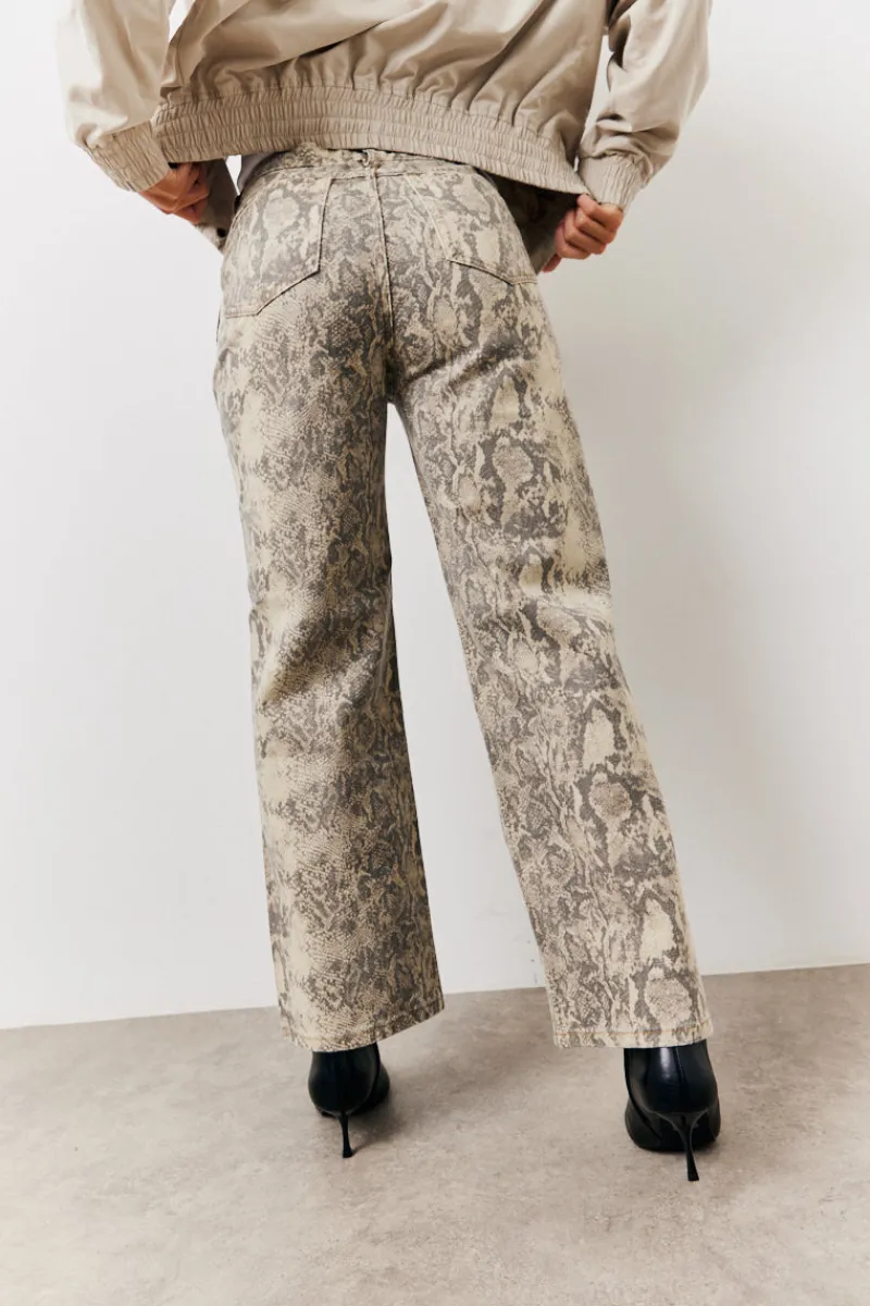 Snake Print Straight Leg Jeans|In The Style Best