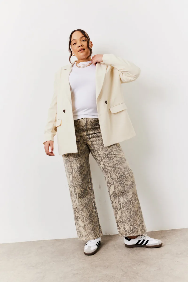 Snake Print Straight Leg Jeans|In The Style Best