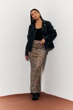 Snake Skin Printed Mesh Skirt|In The Style