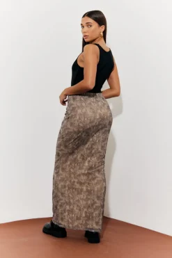 Snake Skin Printed Mesh Skirt|In The Style