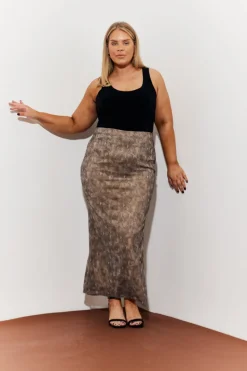 Snake Skin Printed Mesh Skirt|In The Style