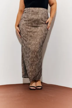 Snake Skin Printed Mesh Skirt|In The Style