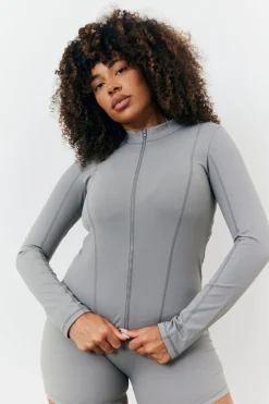Soft Touch Seam Detail Zip Through Jacket|In the Style New