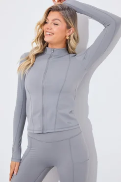 Soft Touch Seam Detail Zip Through Jacket|In the Style New