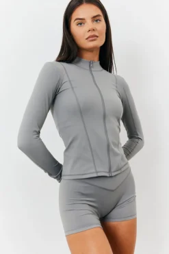 Soft Touch Seam Detail Zip Through Jacket|In the Style New