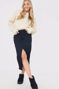 Split Hem Denim Midi Skirt|In the Style New