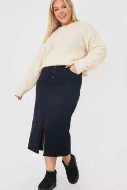 Split Hem Denim Midi Skirt|In the Style New
