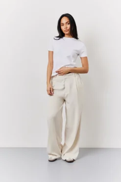 Linen Blend Tailored Wide Leg Trouser|In the Style Sale