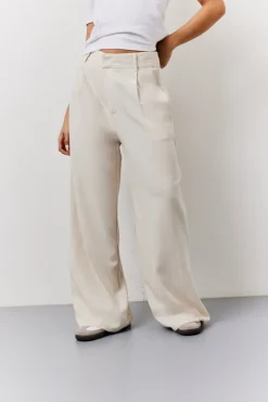 Linen Blend Tailored Wide Leg Trouser|In the Style Sale