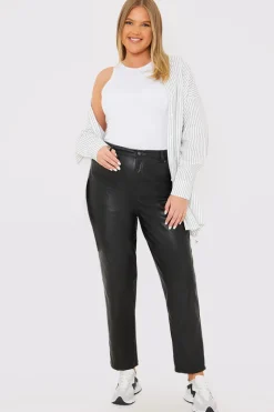 Straight Leg Leather Look Trousers|Terrie Mcevoy Hot