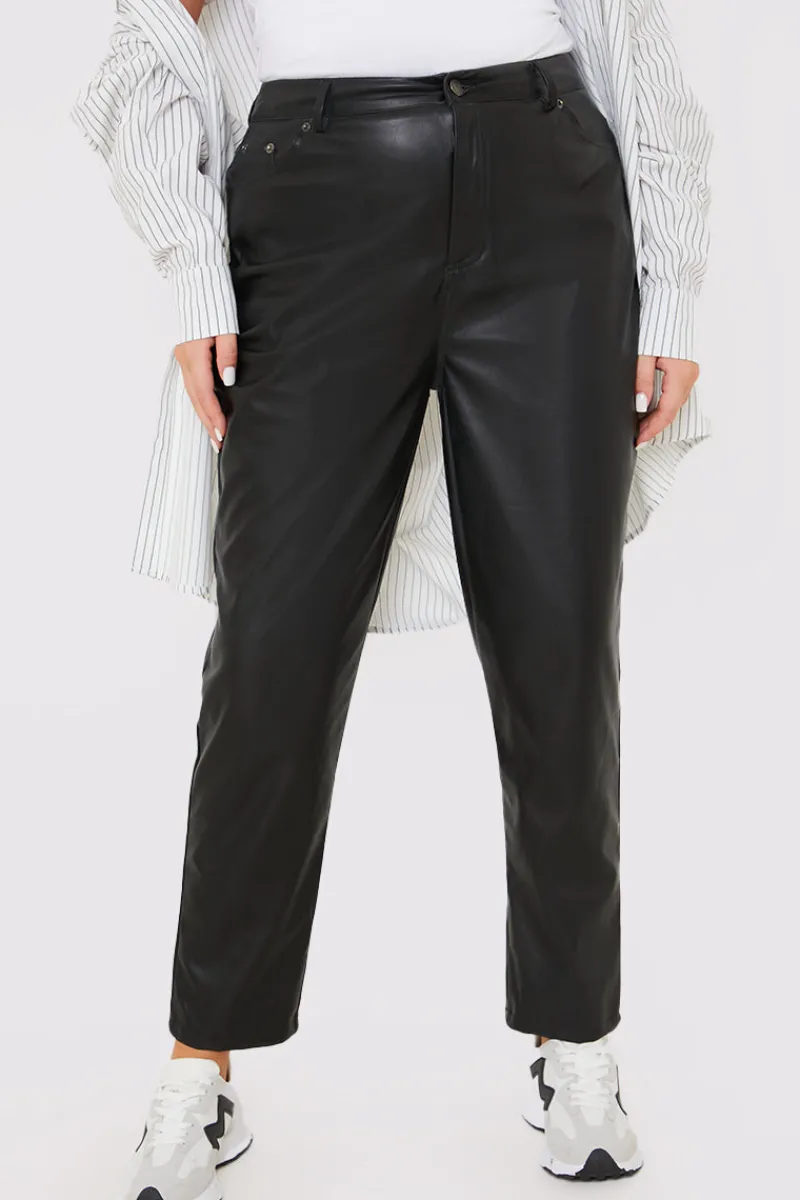 Straight Leg Leather Look Trousers|Terrie Mcevoy Hot