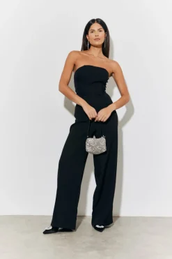 Strappy Wide Leg Button Detail Jumpsuit|In the Style Discount