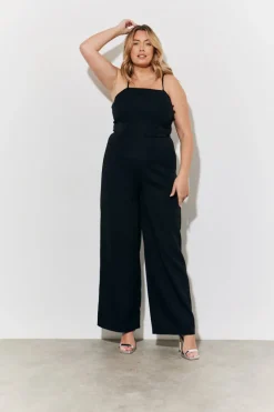 Strappy Wide Leg Button Detail Jumpsuit|In the Style Discount