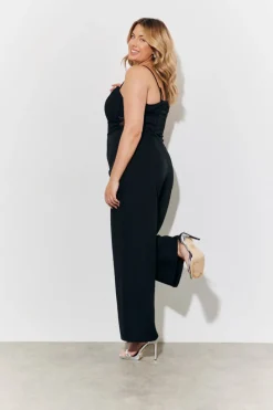 Strappy Wide Leg Button Detail Jumpsuit|In the Style Discount
