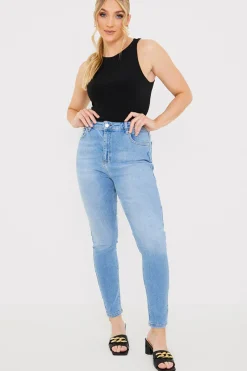 Stretch High Waist Skinny Jeans|In The Style Discount