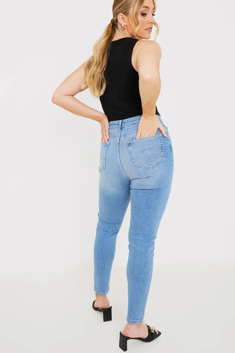 Stretch High Waist Skinny Jeans|In The Style Discount