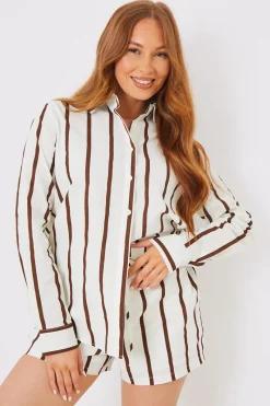 Stripe Linen Look Drawstring Co-Ord Shorts|In the Style Best