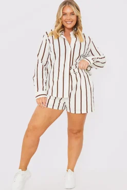 Stripe Linen Look Drawstring Co-Ord Shorts|In the Style Best