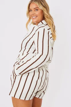 Stripe Linen Look Drawstring Co-Ord Shorts|In the Style Best