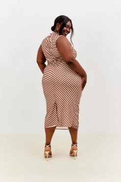 Stripe Printed Mesh Bodycon Midaxi Dress|In the Style Best