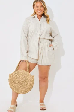 Striped Elasticated Waist Shorts|In the Style Outlet