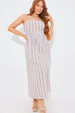 Striped Linen Look Midaxi Dress|In the Style