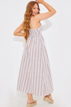 Striped Linen Look Midaxi Dress|In the Style