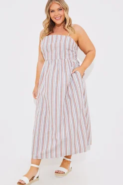 Striped Linen Look Midaxi Dress|In the Style