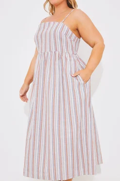 Striped Linen Look Midaxi Dress|In the Style