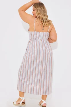 Striped Linen Look Midaxi Dress|In the Style