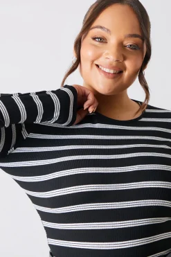 Striped Ribbed Long Sleeve Top|In the Style Sale