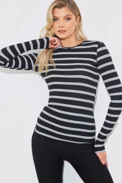 Striped Ribbed Long Sleeve Top|In the Style Sale