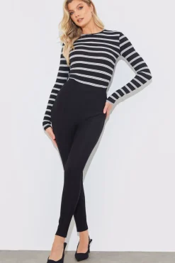 Striped Ribbed Long Sleeve Top|In the Style Sale