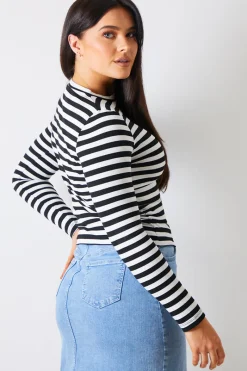 Striped Ribbed Long Sleeve Top|In the Style Sale