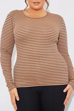 Striped Ribbed Long Sleeve Top|In the Style Sale