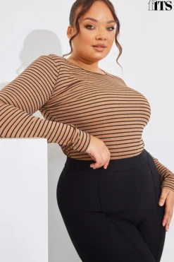 Striped Ribbed Long Sleeve Top|In the Style Sale